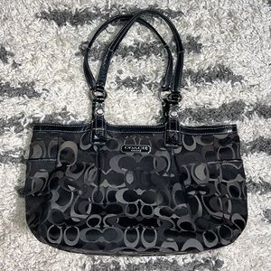 Coach Gallery East West F15146 Black Signature Canvas Tote